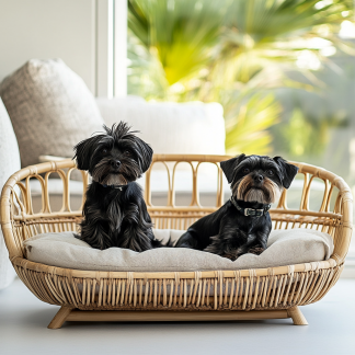 Pet bed, wicker dog bed, cat bed, American-style retro solid wood animal house furniture, Teddy Bichon Frise dog mattress