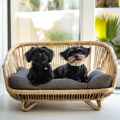 Pet bed, wicker dog bed, cat bed, American-style retro solid wood animal house furniture, Teddy Bichon Frise dog mattress - Image 4