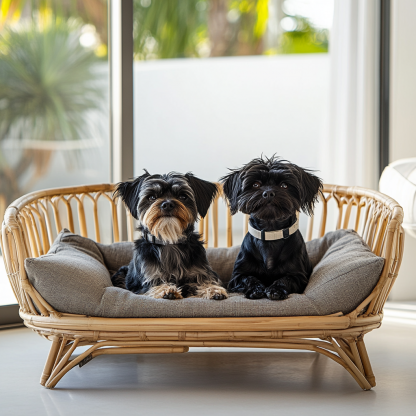 Pet bed, wicker dog bed, cat bed, American-style retro solid wood animal house furniture, Teddy Bichon Frise dog mattress - Image 3