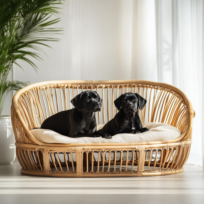 Pet bed, wicker dog bed, cat bed, American-style retro solid wood animal house furniture, Teddy Bichon Frise dog mattress - Image 9