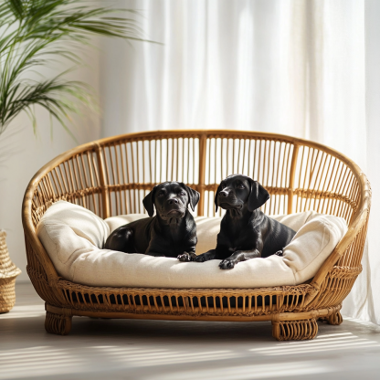 Pet bed, wicker dog bed, cat bed, American-style retro solid wood animal house furniture, Teddy Bichon Frise dog mattress - Image 8