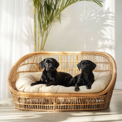 Pet bed, wicker dog bed, cat bed, American-style retro solid wood animal house furniture, Teddy Bichon Frise dog mattress - Image 7