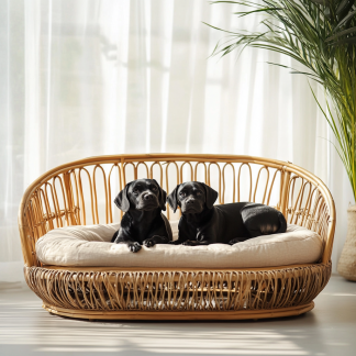 Pet bed, wicker dog bed, cat bed, American-style retro solid wood animal house furniture, Teddy Bichon Frise dog mattress