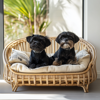 Pet bed, wicker dog bed, cat bed, American-style retro solid wood animal house furniture, Teddy Bichon Frise dog mattress - Image 2