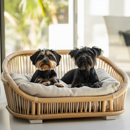 Pet bed, wicker dog bed, cat bed, American-style retro solid wood animal house furniture, Teddy Bichon Frise dog mattress - Image 8