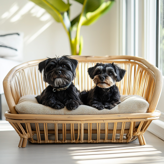 Pet bed, wicker dog bed, cat bed, American-style retro solid wood animal house furniture, Teddy Bichon Frise dog mattress