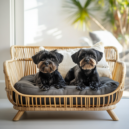 Pet bed, wicker dog bed, cat bed, American-style retro solid wood animal house furniture, Teddy Bichon Frise dog mattress - Image 6