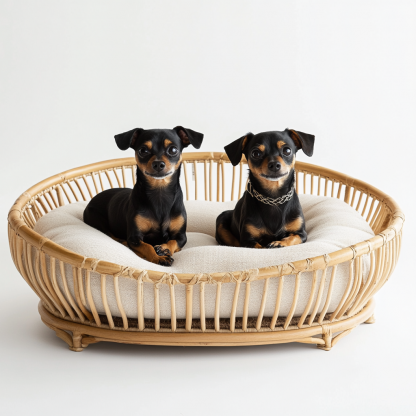 Pet bed, wicker dog bed, cat bed, American-style retro solid wood animal house furniture, Teddy Bichon Frise dog mattress - Image 4