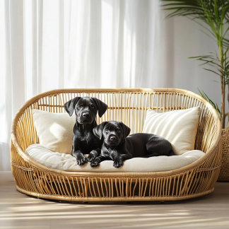 Pet bed, wicker dog bed, cat bed, American-style retro solid wood animal house furniture, Teddy Bichon Frise dog mattress