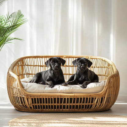 Pet bed, wicker dog bed, cat bed, American-style retro solid wood animal house furniture, Teddy Bichon Frise dog mattress - Image 4