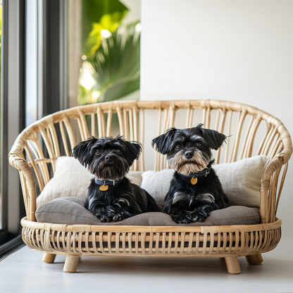 Pet bed, wicker dog bed, cat bed, American-style retro solid wood animal house furniture, Teddy Bichon Frise dog mattress - Image 3