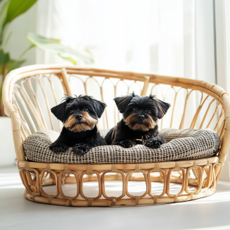 Pet bed, wicker dog bed, cat bed, American-style retro solid wood animal house furniture, Teddy Bichon Frise dog mattress