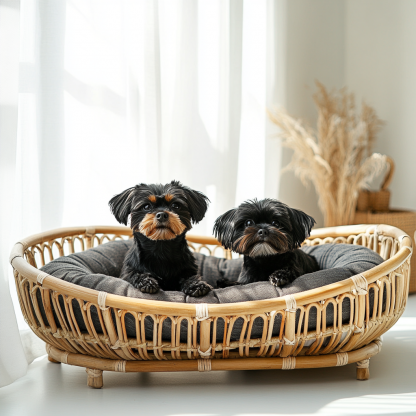 Pet bed, wicker dog bed, cat bed, American-style retro solid wood animal house furniture, Teddy Bichon Frise dog mattress - Image 4