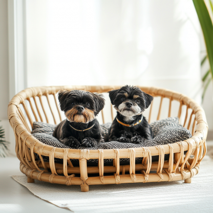 Pet bed, wicker dog bed, cat bed, American-style retro solid wood animal house furniture, Teddy Bichon Frise dog mattress - Image 5