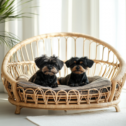 Pet bed, wicker dog bed, cat bed, American-style retro solid wood animal house furniture, Teddy Bichon Frise dog mattress - Image 6