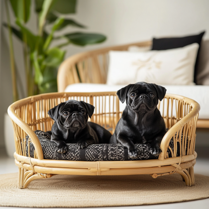 Pet bed, wicker dog bed, cat bed, American-style retro solid wood animal house furniture, Teddy Bichon Frise dog mattress - Image 9