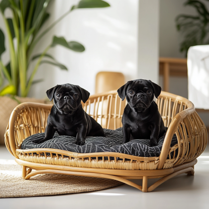 Pet bed, wicker dog bed, cat bed, American-style retro solid wood animal house furniture, Teddy Bichon Frise dog mattress - Image 8