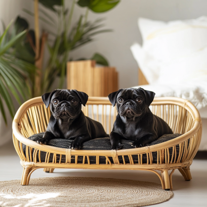 Pet bed, wicker dog bed, cat bed, American-style retro solid wood animal house furniture, Teddy Bichon Frise dog mattress - Image 6