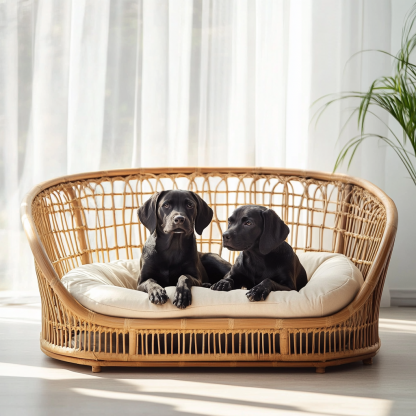 Pet bed, wicker dog bed, cat bed, American-style retro solid wood animal house furniture, Teddy Bichon Frise dog mattress - Image 9