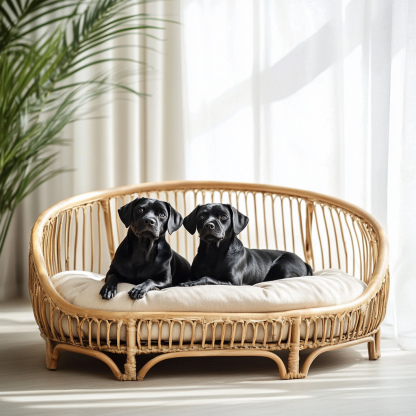 Pet bed, wicker dog bed, cat bed, American-style retro solid wood animal house furniture, Teddy Bichon Frise dog mattress - Image 9