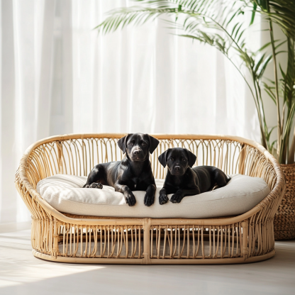 Pet bed, wicker dog bed, cat bed, American-style retro solid wood animal house furniture, Teddy Bichon Frise dog mattress - Image 8