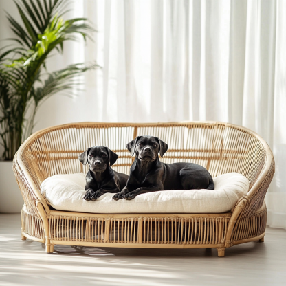 Pet bed, wicker dog bed, cat bed, American-style retro solid wood animal house furniture, Teddy Bichon Frise dog mattress - Image 7
