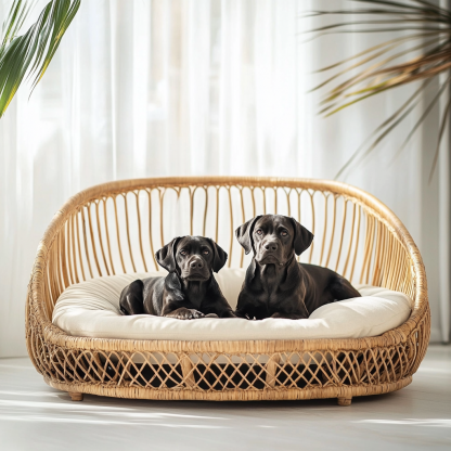 Pet bed, wicker dog bed, cat bed, American-style retro solid wood animal house furniture, Teddy Bichon Frise dog mattress
