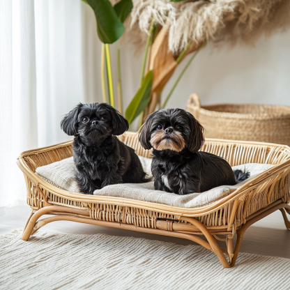 Pet bed, wicker dog bed, cat bed, American-style retro solid wood animal house furniture, Teddy Bichon Frise dog mattress - Image 8