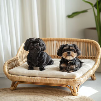 Pet bed, wicker dog bed, cat bed, American-style retro solid wood animal house furniture, Teddy Bichon Frise dog mattress