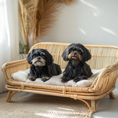 Pet bed, wicker dog bed, cat bed, American-style retro solid wood animal house furniture, Teddy Bichon Frise dog mattress - Image 6