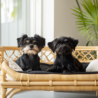 Pet bed, wicker dog bed, cat bed, American-style retro solid wood animal house furniture, Teddy Bichon Frise dog mattress - Image 2