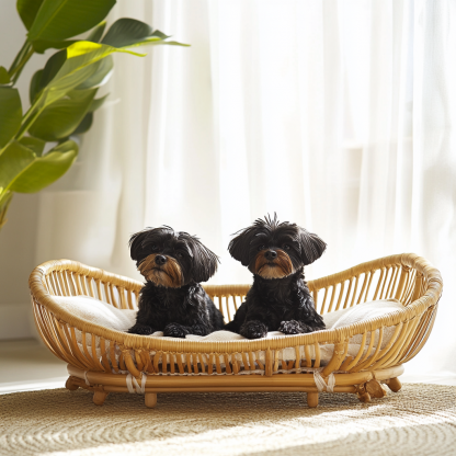 Pet bed, wicker dog bed, cat bed, American-style retro solid wood animal house furniture, Teddy Bichon Frise dog mattress - Image 5