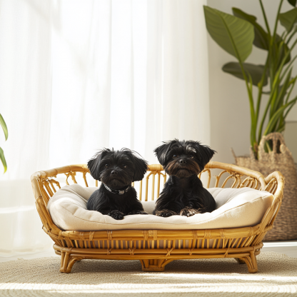 Pet bed, wicker dog bed, cat bed, American-style retro solid wood animal house furniture, Teddy Bichon Frise dog mattress - Image 4