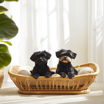 Pet bed, wicker dog bed, cat bed, American-style retro solid wood animal house furniture, Teddy Bichon Frise dog mattress - Image 2