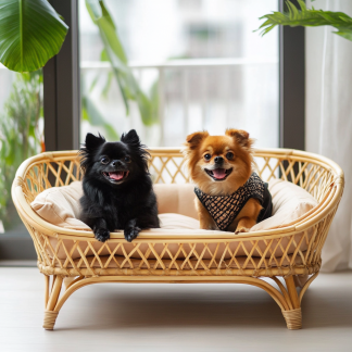 Pet bed, wicker dog bed, cat bed, American-style retro solid wood animal house furniture, Teddy Bichon Frise dog mattress
