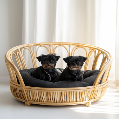 Pet bed, wicker dog bed, cat bed, American-style retro solid wood animal house furniture, Teddy Bichon Frise dog mattress - Image 2