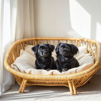 10 Pet beds, wicker dog beds, cat beds, American-style retro solid wood animal house furniture, Teddy Bichon Frise dog bed MATS - Image 3