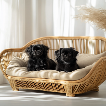 10 Pet beds, wicker dog beds, cat beds, American-style retro solid wood animal house furniture, Teddy Bichon Frise dog bed MATS - Image 2