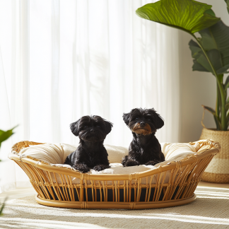 Pet bed, wicker dog bed, cat bed, American-style retro solid wood animal house furniture, Teddy Bichon Frise dog mattress