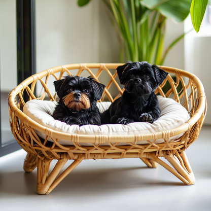 Pet bed, wicker dog bed, cat bed, American-style retro solid wood animal house furniture, Teddy Bichon Frise dog mattress - Image 7