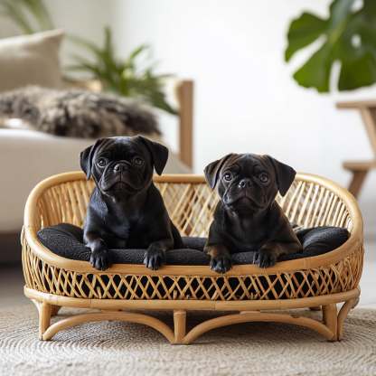 Pet bed, wicker dog bed, cat bed, American-style retro solid wood animal house furniture, Teddy Bichon Frise dog mattress - Image 6