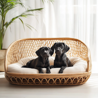 Pet bed, wicker dog bed, cat bed, American-style retro solid wood animal house furniture, Teddy Bichon Frise dog mattress - Image 5