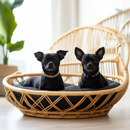 Pet bed, wicker dog bed, cat bed, American-style retro solid wood animal house furniture, Teddy Bichon Frise dog mattress - Image 2