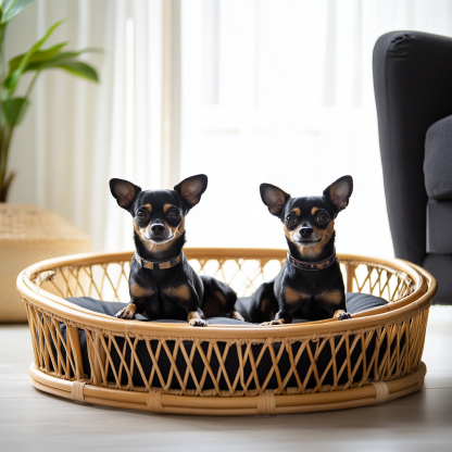 Pet bed, wicker dog bed, cat bed, American-style retro solid wood animal house furniture, Teddy Bichon Frise dog mattress - Image 3