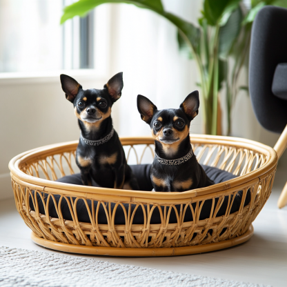 Pet bed, wicker dog bed, cat bed, American-style retro solid wood animal house furniture, Teddy Bichon Frise dog mattress - Image 4