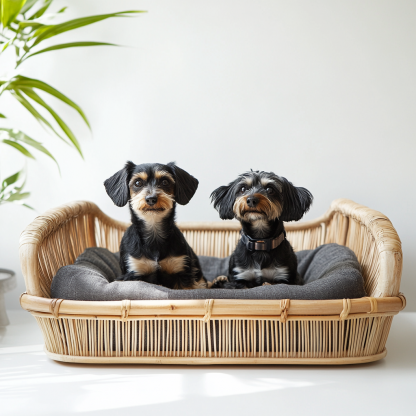 Pet bed, wicker dog bed, cat bed, American-style retro solid wood animal house furniture, Teddy Bichon Frise dog mattress - Image 4