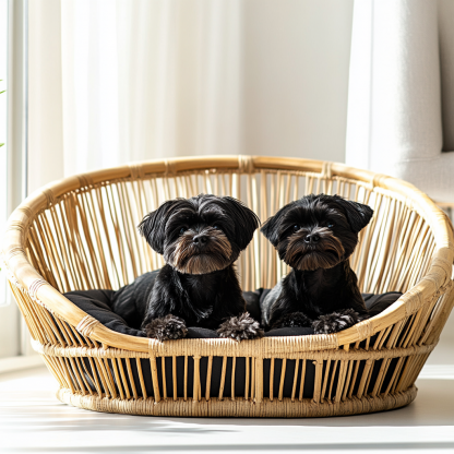 Pet bed, wicker dog bed, cat bed, American-style retro solid wood animal house furniture, Teddy Bichon Frise dog mattress - Image 3