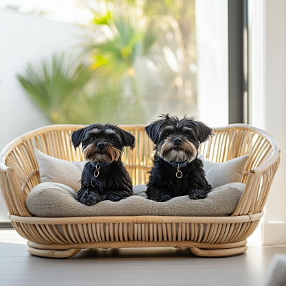 Pet bed, wicker dog bed, cat bed, American-style retro solid wood animal house furniture, Teddy Bichon Frise dog mattress - Image 5