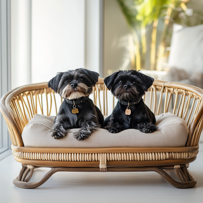 Pet bed, wicker dog bed, cat bed, American-style retro solid wood animal house furniture, Teddy Bichon Frise dog mattress - Image 4