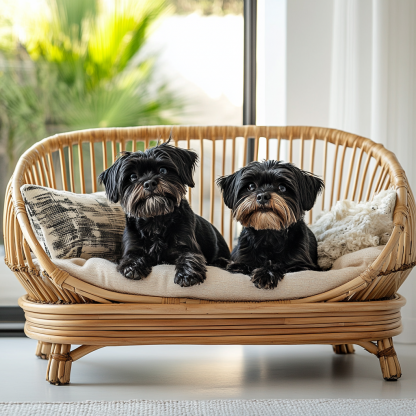 Pet bed, wicker dog bed, cat bed, American-style retro solid wood animal house furniture, Teddy Bichon Frise dog mattress - Image 3